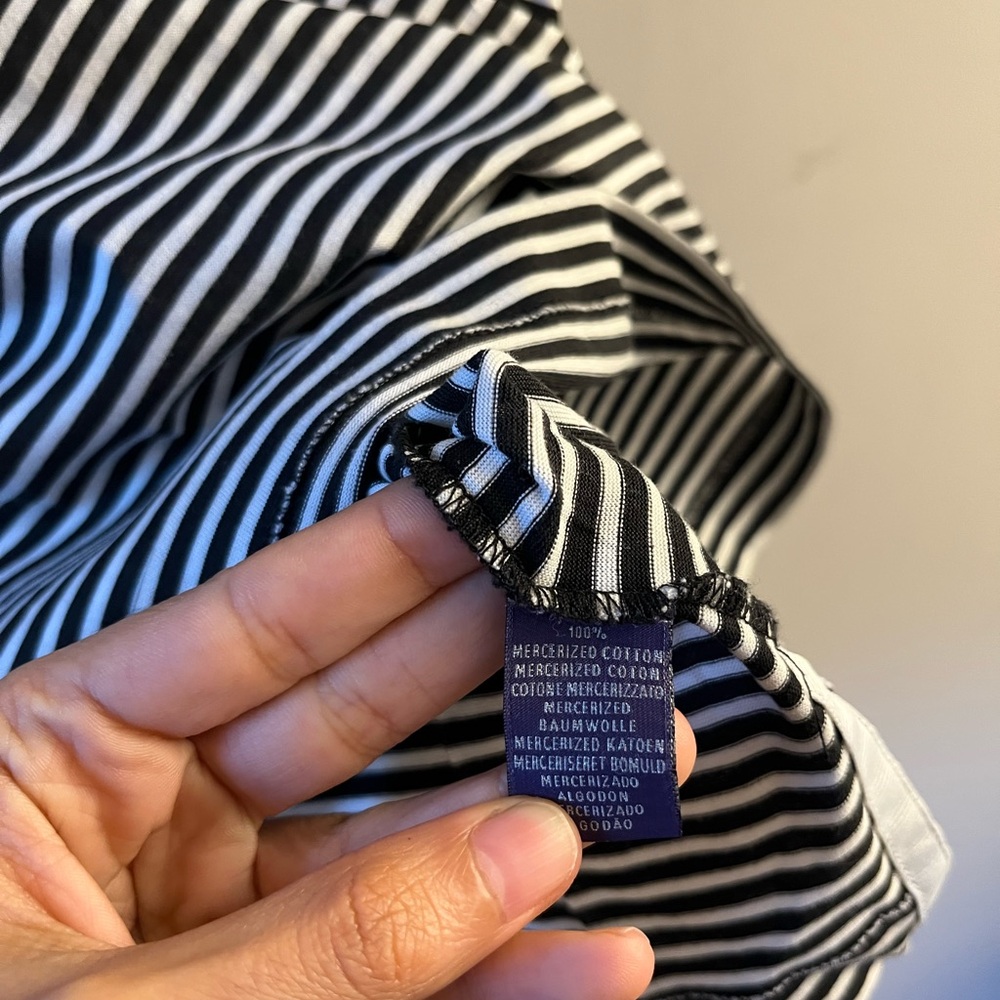 Ralph Lauren Purple Label Cotton Black and White Striped Polo Shirt - Picture 6 of 11